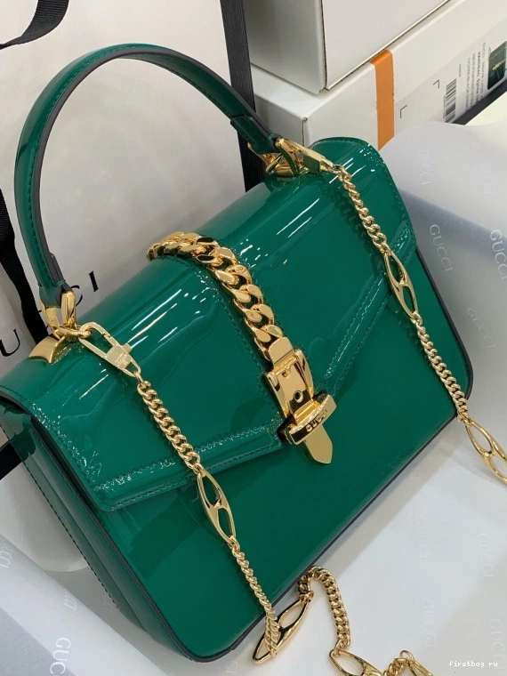 First bag ru PATENT HANDLE MINI BAG Sylvie LEATHER TOP GUCCI 1969 0804